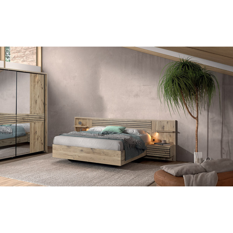 Anya - Lit 140 cm avec paroi et chevets 